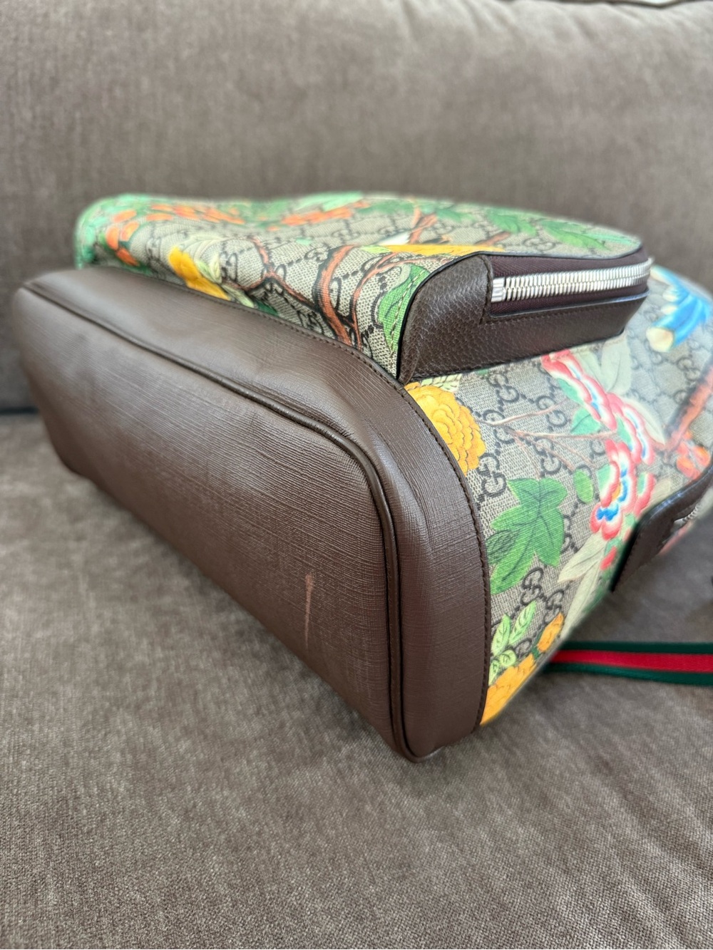Authentic Gucci Tian GG Supreme Backpack monogram canvas red green straps - Picture 15 of 16